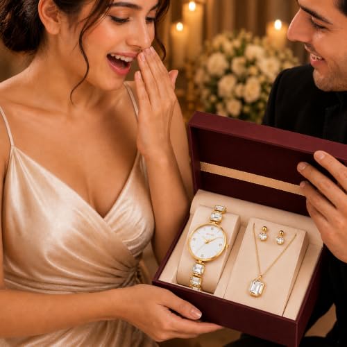 Kayxn Celestique Edition Watch & Jewelry Set for Her, White - Image 3