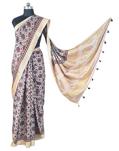 Ethnics of Kutch ajrakh print silk saree – image 4
