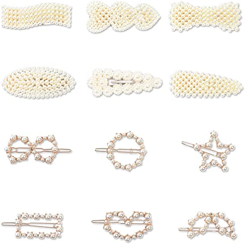 Pearl Barrette Hair Clips for Women (12 Pack)