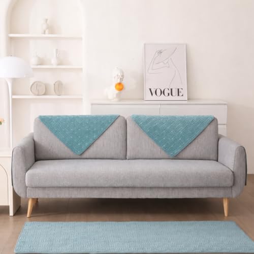 Image of HOMETHREADS Innovative Premium Velvet Sofa Cover Mat with PVC Backing for Non-Slip Comfort (C T.Green, 1Pc Backrest | 70x70cm)