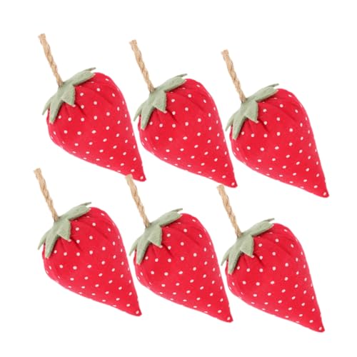 FUNOMOCYA 6pcs Home Decoration Ornaments Fabric Strawberry Decor Simulation Strawberry Fake Fruit Decor Strawberry Decorations Decor Fake Chic
