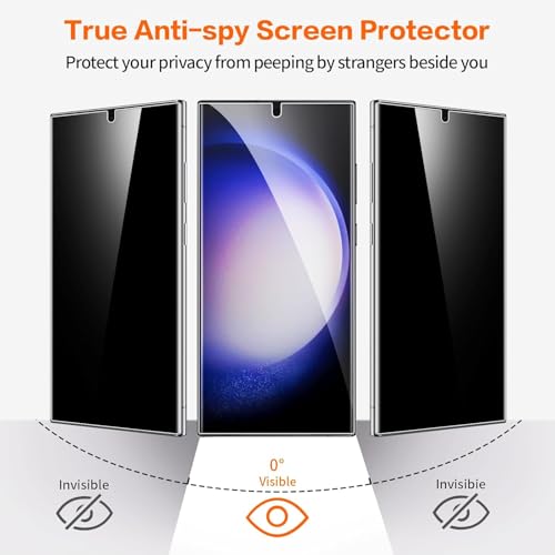 Image of ZARALA Privacy Screen Protector for For Vivo Y400 Fingerprint is Not Working Anti-Spy Tempered Glass Film, 9H Hardness, Anti Bubble-Free, Anti-Spy Screen Protector
