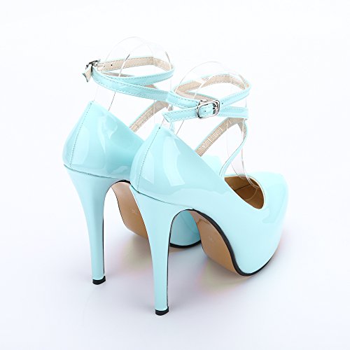 Image of OCHENTA Women's Ankle Strap Platform Pumps, High Heel Dress Shoes, Cross Strap Stiletto Heels for Party, Prom, Wedding, Evening 5.5Inch