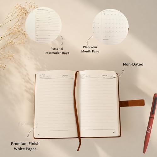 Image of Customised Name Diary and Pen Set with Gift Box | Personalised Gift for Men, Women | Corporate Gift For Employees, Clients, Friends | Premium Leatherette Tan Diary,Pen Set
