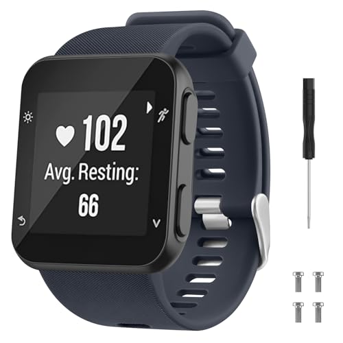 Mugust Correa compatible con Garmin Forerunner 35, correa de repuesto de silicona suave, diseño estándar, azul, talla única