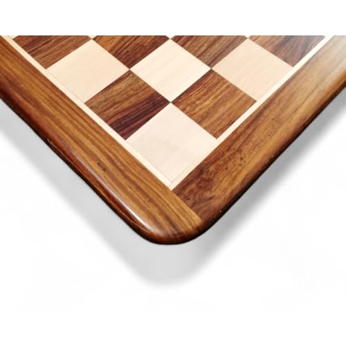 Jeu d'échecs en bois 19 pouces grand échiquier marqueté cases 50 mm de table