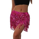 Material: falda sexy para mujer, falda de lentejuelas con flecos, tela de poliéster, suave y transpirable, suave y agradable al tacto, cómoda de llevar y no se decolora fácilmente.