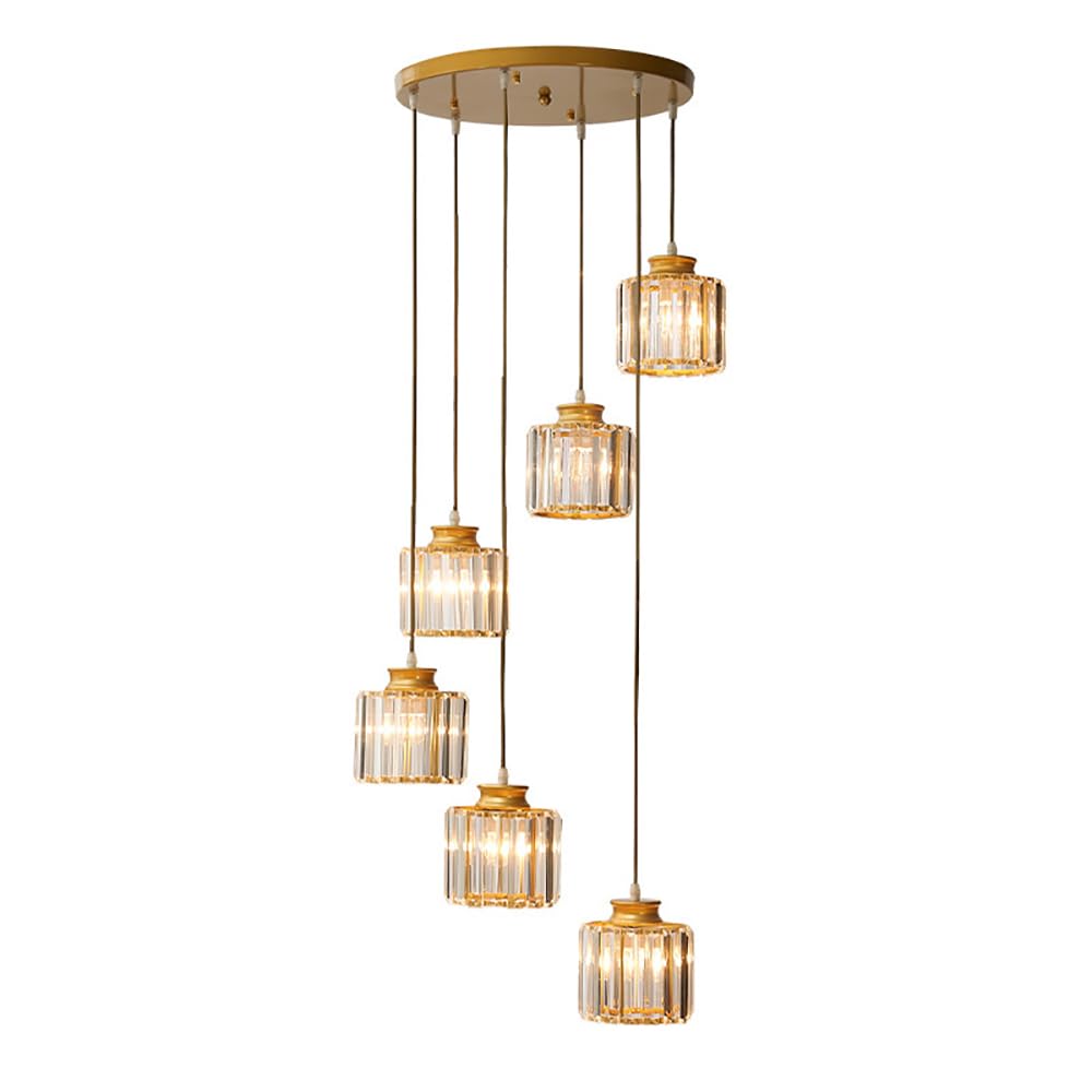 Lustre pour escalier grand luminaire pour haut plafond or
