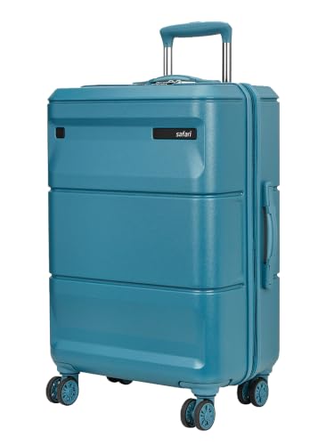 Image of Safari Cosmic Large 8 Wheels 77cm Check-in Trolley Bag Hard Case Polycarbonate 360 Degree Wheeling System Luggage, Anti-Theft Zipper, Trolley Bags for Travel, Suitcase for Travel, Harbor Blue