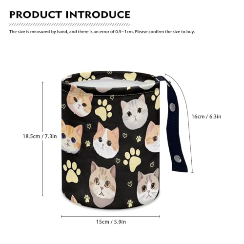 Image of Cat Car Trash Bag Waste Basket with Adjustable Buttons Collapsible Car Storage Bag Multipurpose Road Trip Essentials for Outdoor Activities