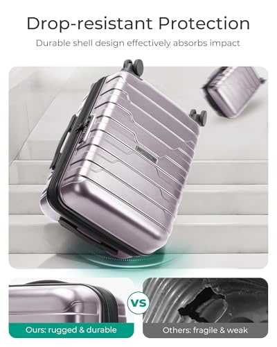 Image of BAGSMART Carry On Luggage 22x14x9 Airline Approved with Spinner Wheels,Lightweight 20 Inch Luggage with TSA Lock,Expandable Hard Shell Carry On Suitcases for Men Women,Rose Purple