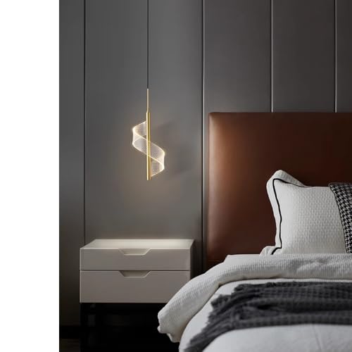 LED Moderno Luci sospese 4W Regolabile 3 temperatur Colori 3000K/4500K/6000K, Camera da letto lampada a sospensione comodino luce pendente lampadario Per soggiorno sala da pranzo (Oro A)