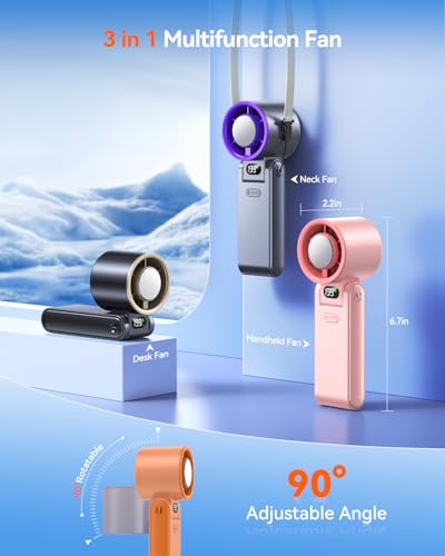 Image of Portable Handheld Fan with Ice Cooler, 199 Speed Personal Fan,5500mAh Rechargeable,20H Cooling Time,20000 RPM Powerful Motor, Summer Essential for Travel /Outdoor /Office, Orange