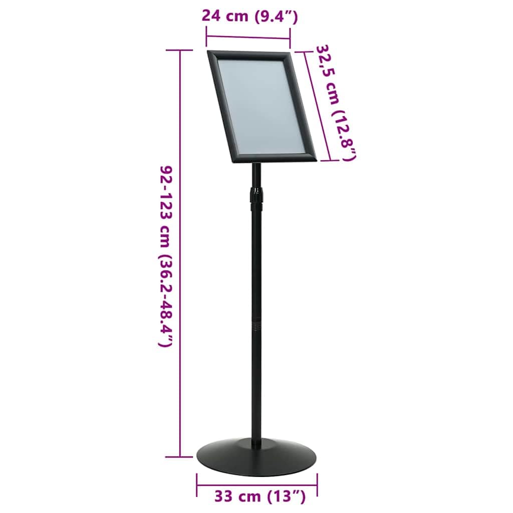 vidaXL Stand de Poster sur Pied Argenté a4 PVC et Acier, Panneau Moderne, réglable en Hauteur, Stand autoportant, Affichage étanche, Usage Industriel, Multi-Usage