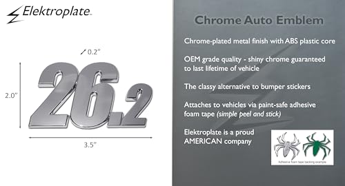 Image of Elektroplate 26.2 Running Marathon OEM Chrome Emblem for Cars, Trucks, and All Auto | Universal Fit at 2.9 inch x 1.75 inch | Weatherproof