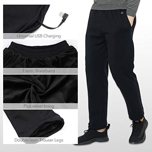FERNIDA Heated Pants USB 5V Electric Heating Pants for Men Women Outdoor Winter Heating Trouser, 8 Heating Zone, Battery Not Included(Medium) Black