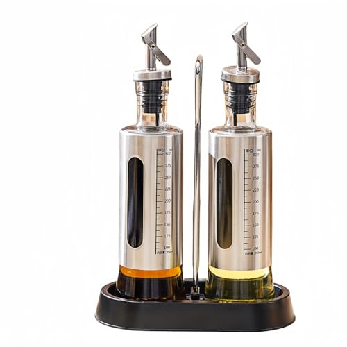 オイルボトル 油差し 液だれしない 醤油差し 酢ボトル ドレッシング ボトル 片手オイル入れ 耐熱ガラス ステンレス オイルポット 油容器 自動的に開の注ぎ口 調味料入れ 調味料ボトル 200ml-500ml 油容器 家庭キッチン用 料理用 弁当用 ギフト