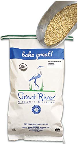 Great River Organic Milling, Whole Grain, Hulled Millet, Ancient Grain, Organic, 25-Pounds