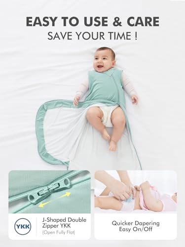 Image of HAPIU Unisex Rayon Made from Bamboo Baby Sleep Sack TOG 0.5, 2-Way Premium Zipper, Wearable Blanket