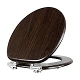 Fanmitrk WC Sitz mit Absenkautomatik, Toilettendeckel aus Holz, Stabil Klodeckel mit Soft Close, Toilettensitz Einfache Montage, Klobrille mit Viele Holzmaserungsmuster