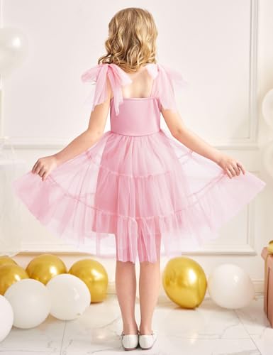 Arshiner Girls Dresses Summer Sleeveless Bow-Tie Straps Formal Fancy Party Birthday Tulle Dress4