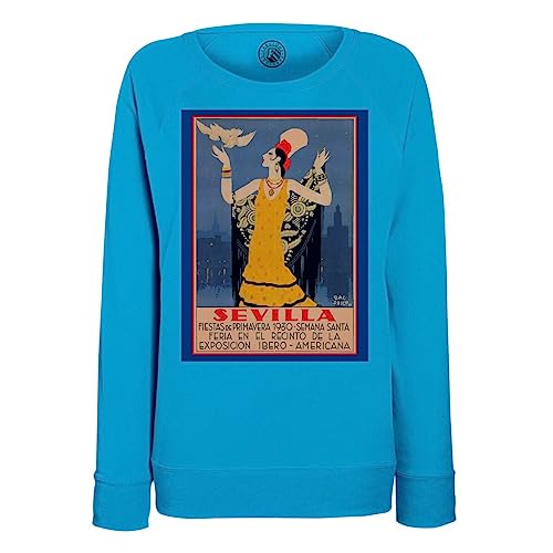 Sweatshirt Sevilla femme motif poster art déco Espagne confection premium