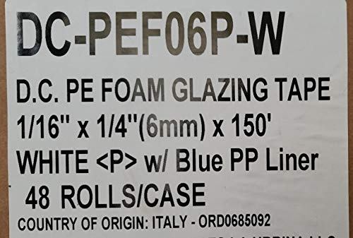 Image of Double Coated Window Glazing Tape, DC-PEF06P, Width 1 /16 inch x Thick 1 /4 inch x 150' White