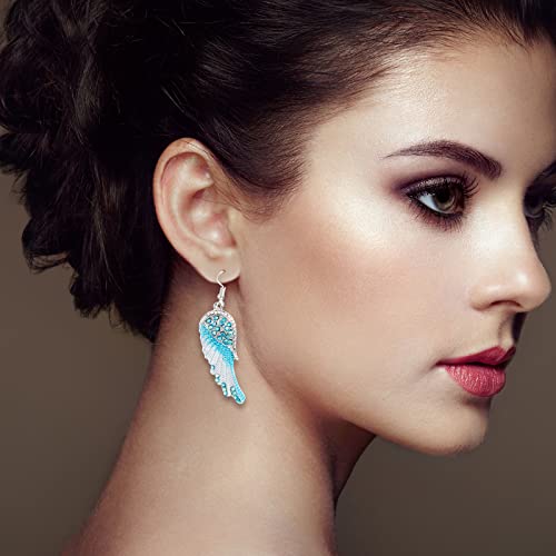 Bonuci 3 Pairs Angel Wing Earrings for Women Fairy Feather Guardian Angel Dangle Drop Hook Earrings Jewelry for Women Her4