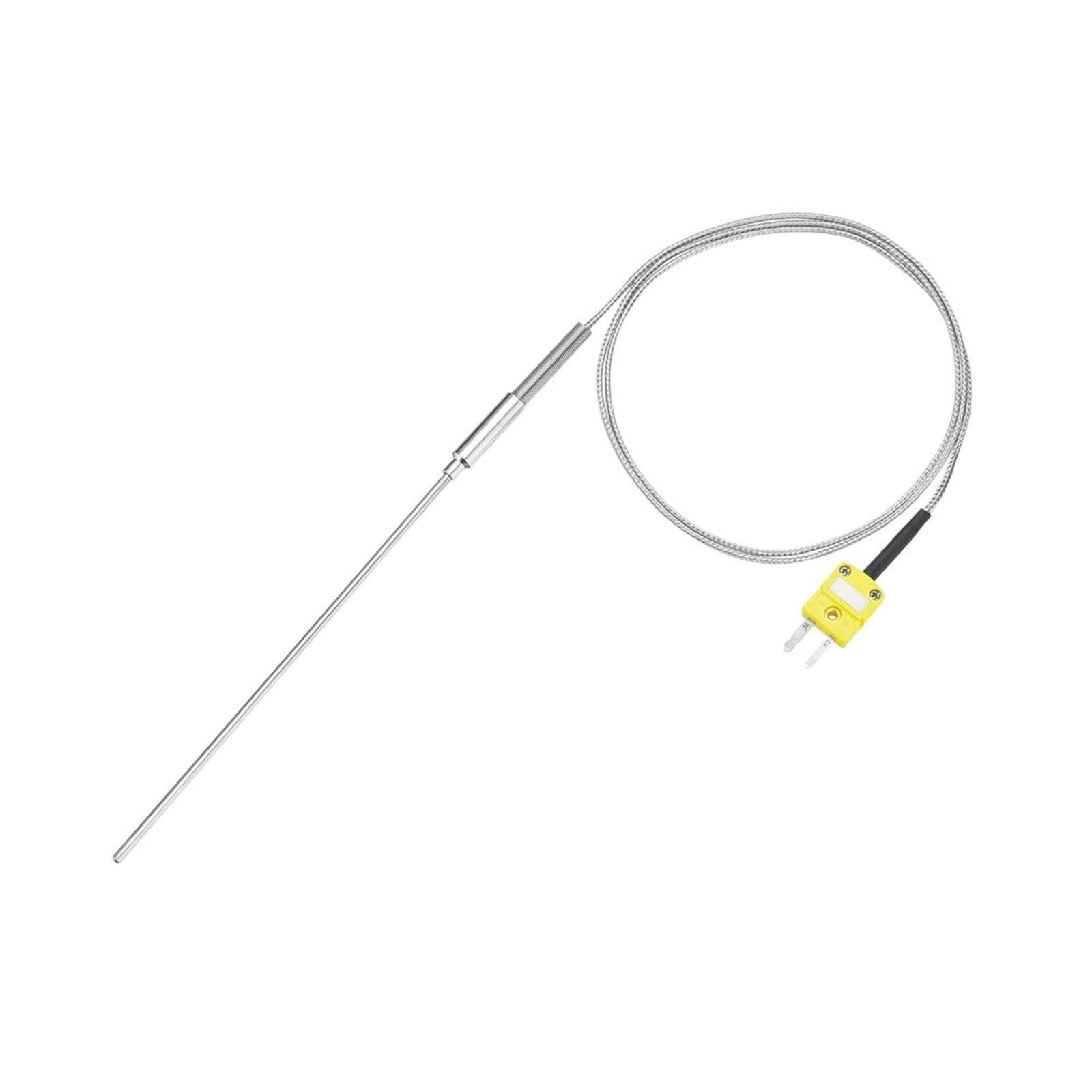 Sensor de termopar tipo K con sonda inserción puntiaguda alta temperatura cable trenzado acero inoxidable(Probe diam 8X1000mm)
