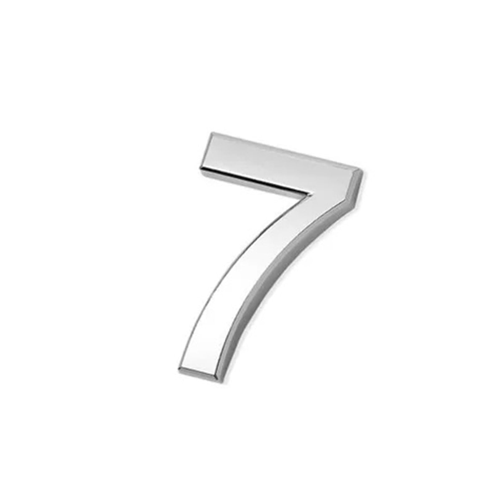 2 Inch Self Adhesive House Numbers Sticker 5cm Modern Door Number Bronze/Silver Mailbox Address Sign, for Wall Decor Garden Apartment Cafe Hotel Office Street Room Yard Exterior Decorative(Silver 7)