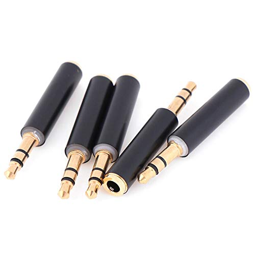 Davitu Terminals - 5pcs Hot Gold 3.5 Mm Male To Female Audio Stereo Adapter Plug Converter Headphone Jack New