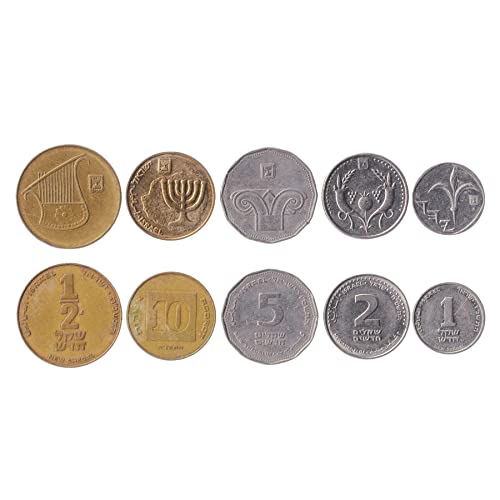 Israel 5 Mixed Coins | 1 Agora to 1 Sheqel | Israeli Currency Since 1980