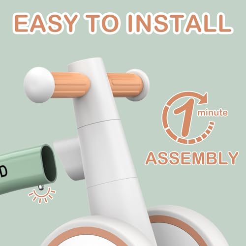 SEREED Colorful Lighting Baby Balance Bike, Toys for 1 Year Old Boys Girls, 12-24 Month Toddler Balance Bike with 4 Silence Wheels, First Birthday Gift (Green)