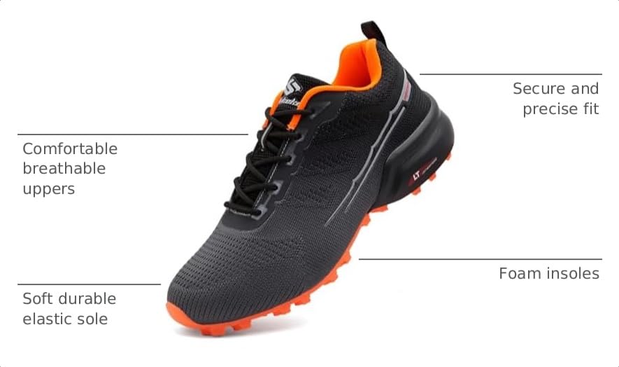 Image of Men's Trail Running Shoes Lightweight Breathable Walking Hiking Sneakers Outdoor Athletic Tennis Cross Training Shoes