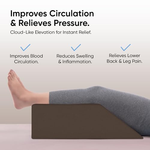 Image of Frido Leg Elevation Wedge Pillow for Edema, Varicose Veins, Fracture | High Resilience Foam Cushion for Leg, Knee & Thigh Support | Back Pain & Swelling Relief | Lightweight (Coffee Brown)