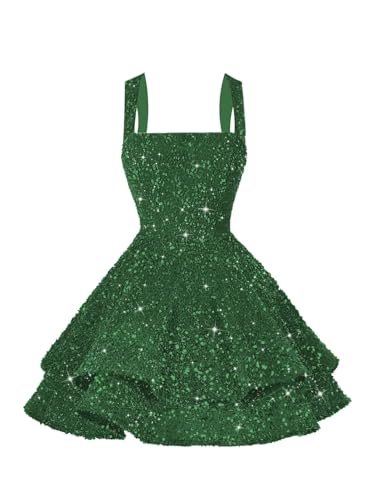 Image of vintys Teens Sequin Short Homecoming Dresses 16 Photo Shoot Tiered Cocktail Party Dress VS116