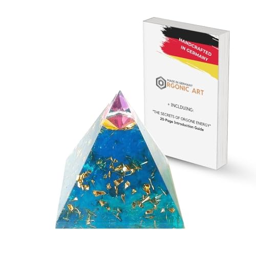 ORGONIC-Art Orgonite Pyramid – Inspired by Wilhelm Reich with Rock Crystal & Brass Leaf, a Symbolic Design Object for consciously Shaped Spaces in Today’s Modern Environment of WLAN, 5G & More
