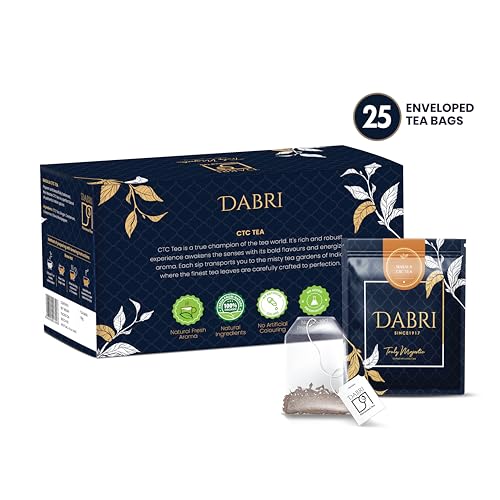 Image of Dabri Masala Tea Premium 50 Double Chamber Dip Tea Bags|Pack of 2 x 25 Bags|Kadak Masala Chai Patti Powder with Natural Spices|Rich Aromatic Blend|Boosts Immunity & Increases Energy Levels
