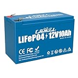 CpAoMwEeLr 12V 10Ah LiFePO4 Battery, Light & small with Built-in BMS,4000+Cycles 10 Year Lifespan, Rechargeable Battery for Fish finder, RV, Solar panel, Kid's toy car, Wind power,Camper, Scooter