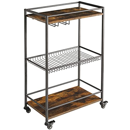 Ibuyke Industrial Bar Carts For The Home,Wine Rack Table,Mobile Bar Serving Cart With Wheels, 33.5 X 22.8 X 13.4 Inches,Mini Bar For Outdoor, Living Room, Kitchen Tmj911H #TOP1