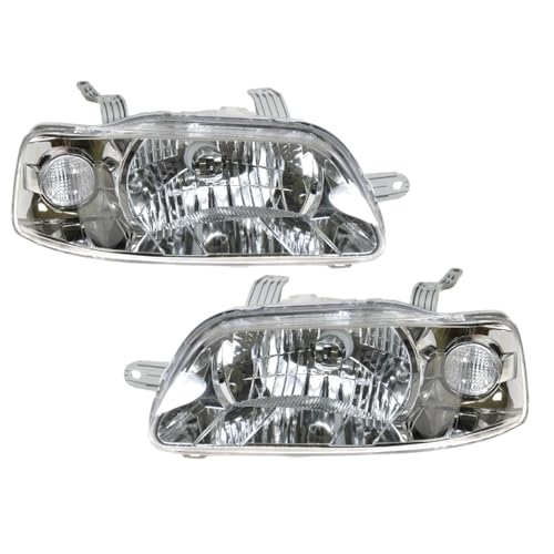 Image of TRQ 2 Piece Headlight Assembly Set Driver & Passenger Side Compatible with 2004-2008 Chevrolet Aveo 2007-2008 Aveo5 With Composite Headlights GM2502241 GM2503241 GM2518154 GM2519154
