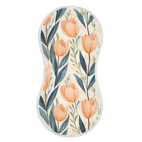 xigua Watercolor Tulips Baby Burp Cloths for Newborn Boys and Girls 2 Pack, Soft & Absorbent Cotton Baby Burp Cloth, Baby Washcloths, Newborn Towel, Burp Rags