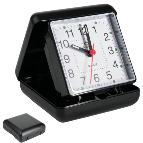 Travel Alarm Clock Folding Design Travel Clocks Non Ticking Glow In The Dark Silent Clock With Clear Numerals Durable Protective Case Lightweight Portable Alarm Clock For Bedside Desk Or T-ravel