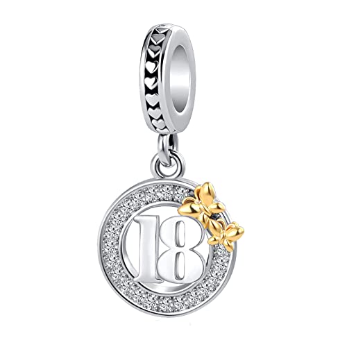 Charm Happy Birthday number bead con diamante de imitación y cristal brillante sobre base pulida