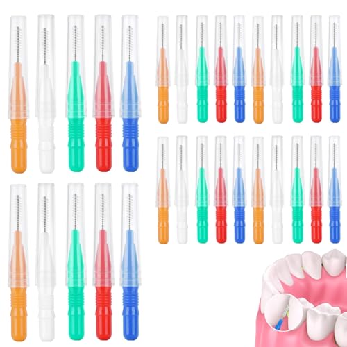 NXPUXP 30 Piezas Cepillos Interdentales,Cepillo Interdental De Ángulo Fino,Palillos Interdentales Cepillos Dentales,Varilla De Limpieza Interproximal,Eliminar La Placa Bacteriana