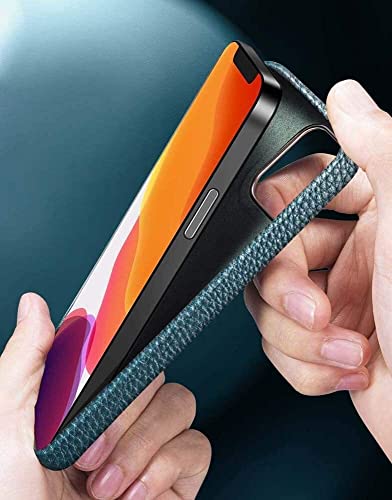 Housse en cuir véritable iPhone 12 vert coque élégante