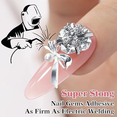 Double Rhythm 1.4 Oz Rhinestone Glue for Nails Gel Glue Design 3D Art Jewels Charm Gem Decoration 40ML Salon DIY (Rhinestone Glue Clear)
