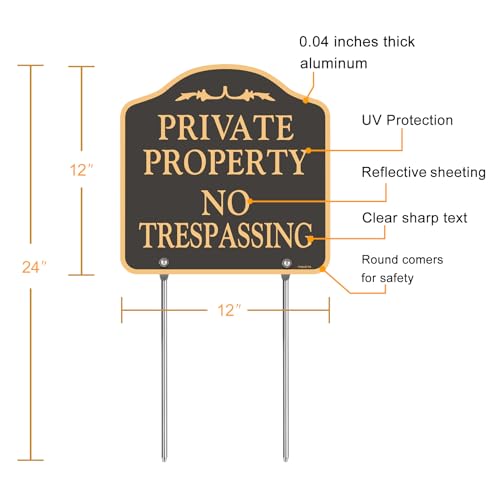 image for YHAIATTA Large (2 Pack) No Trespassing Signs Private Property, Metal, 