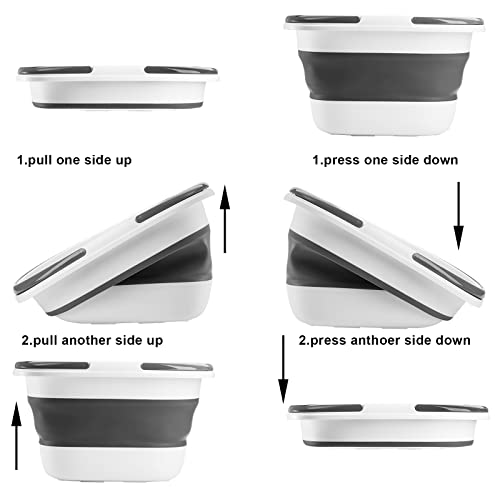 Coloch 2 Pack 16L/4.2 Gallon Collapsible Plastic Bucket, Foldable Mop Bucket Laundry Basket With Handle, Portable Water Pail Space-Saving Bucket For House Cleaning, Car Washing, Fishing, Camping #TOP2