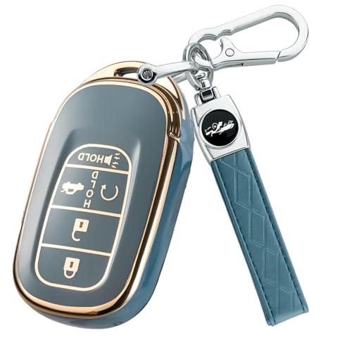 Joouheax for Honda Key fob Cover with Keychain Soft TPU Key Case for Accord Civic HRV CRV Pilot 2022 2023 2024 2025 2026 Accessories (gold-blue)
